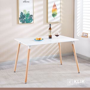 Comedor Rectangular Blanca 120x80 Cms + 6 Sillas Spoon Velvet - Gris