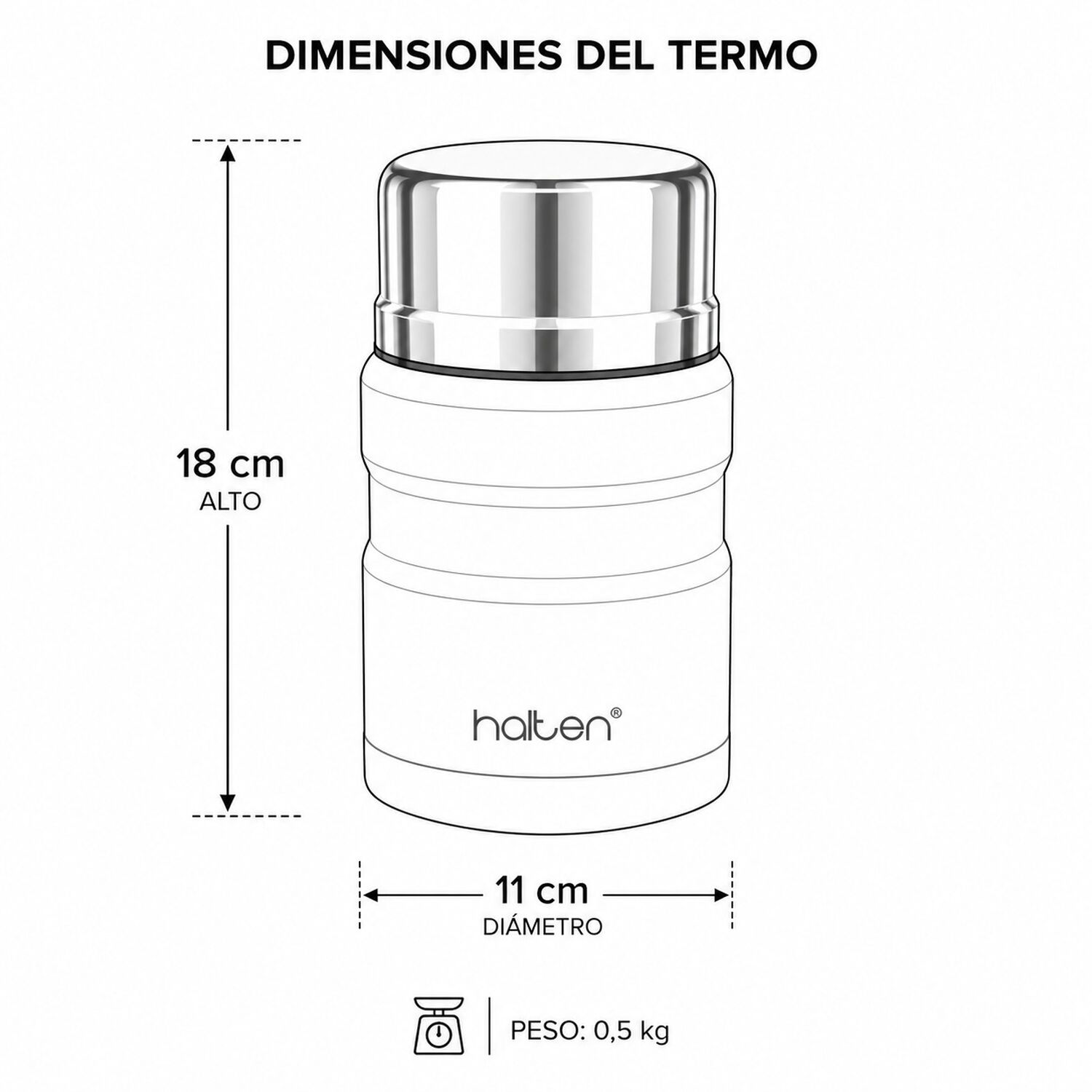 Termo De Comida Acero Inox 750 Ml Halten Verde Claro image number 7.0