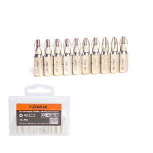 Set De Puntas Tornillador S2ph2-25mm 10 Piezas Flowmak