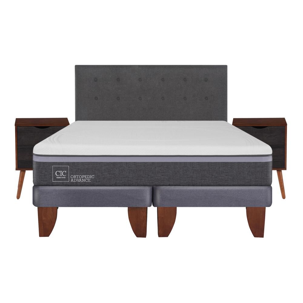 Cama Europea Cic Ortopedic Advanced / 2 Plazas / Base Dividida  + Set De Maderas image number 0.0