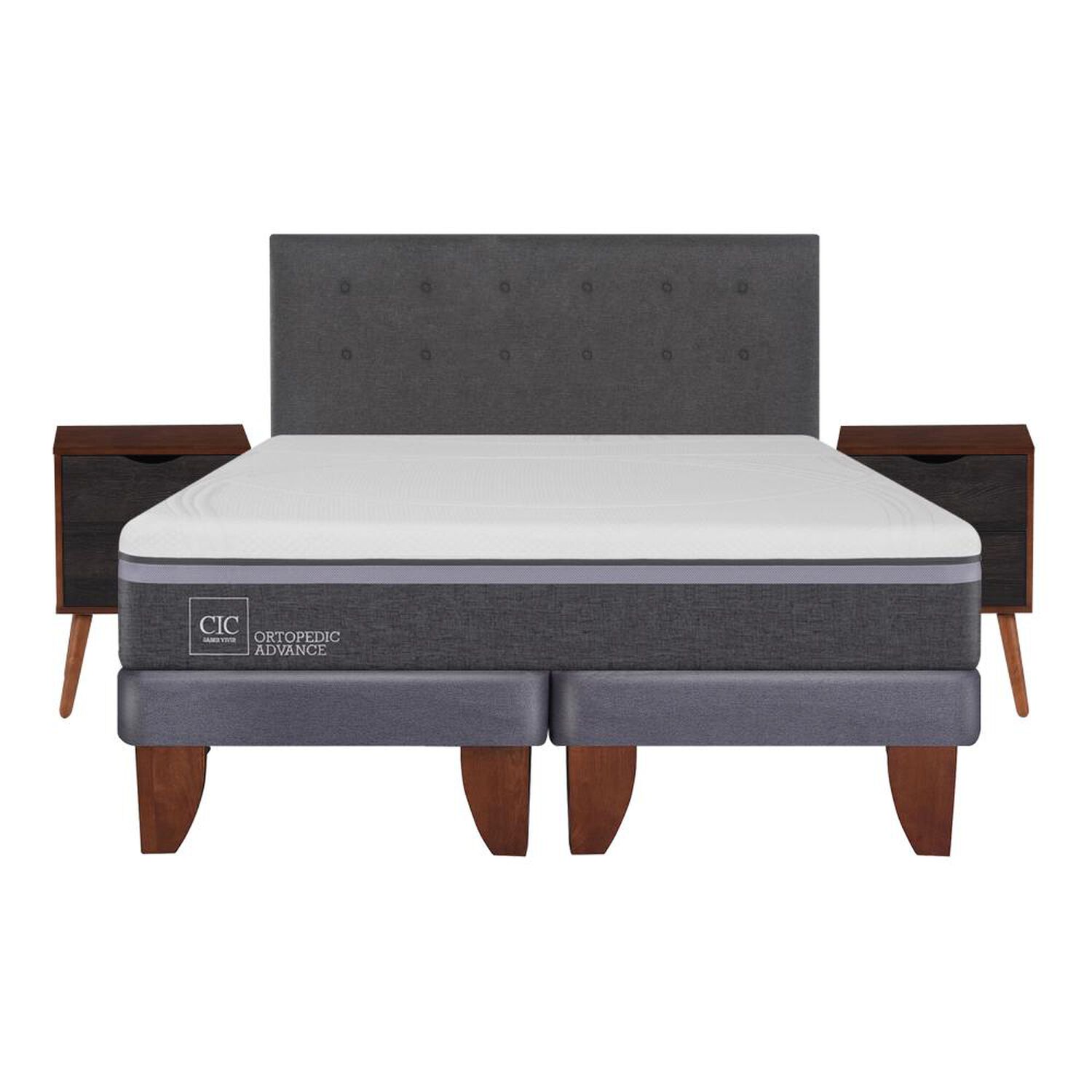 Cama Europea Cic Ortopedic Advanced / 2 Plazas / Base Dividida  + Set De Maderas image number 0.0