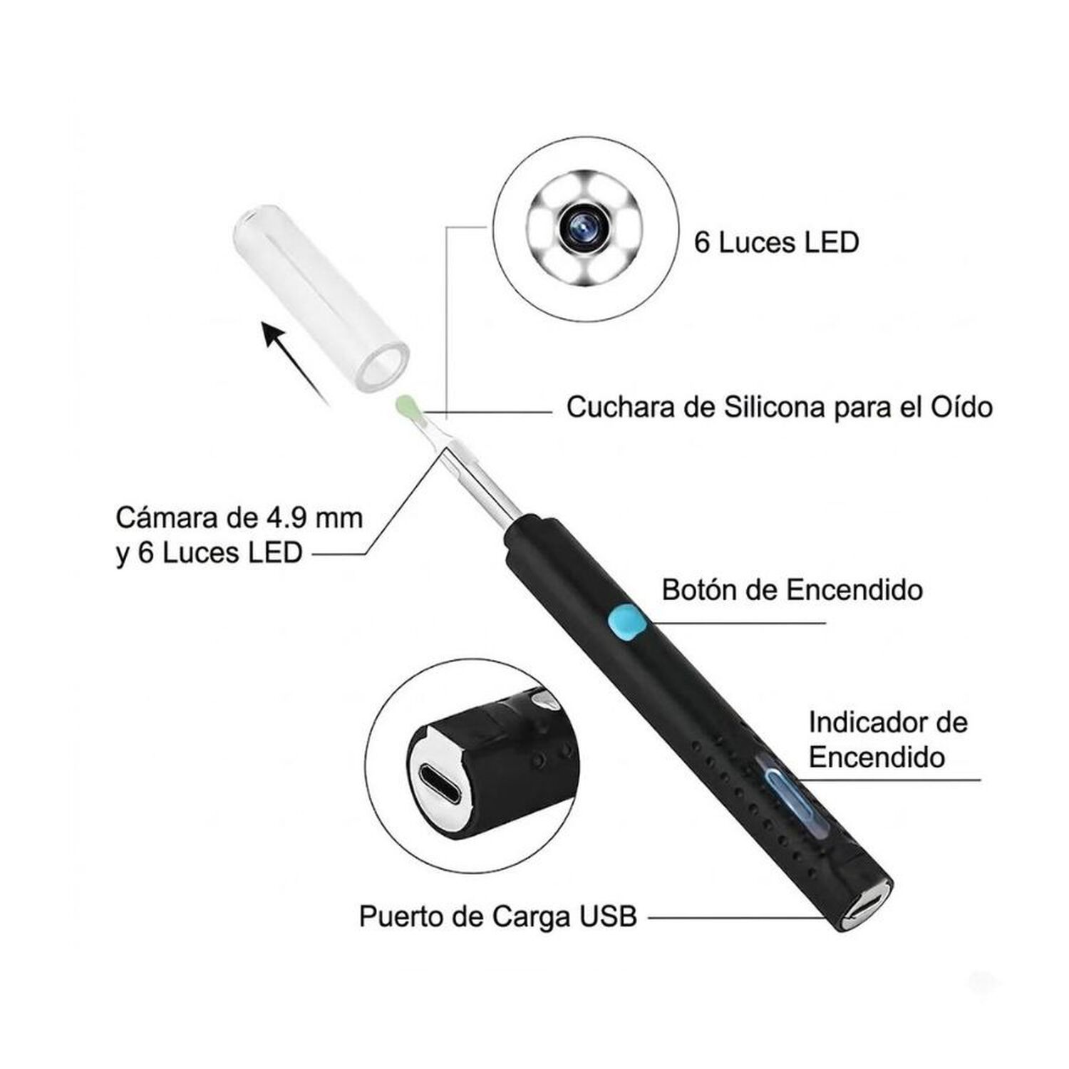 Kit Limpiador De O&iacute;dos Con C&aacute;mara Y Accesorios image number 3.0