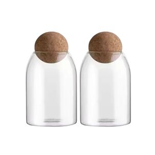 Set 2 Botellas Frascos Contenedor 880ml Vidrio 15cm Tapa Corcho