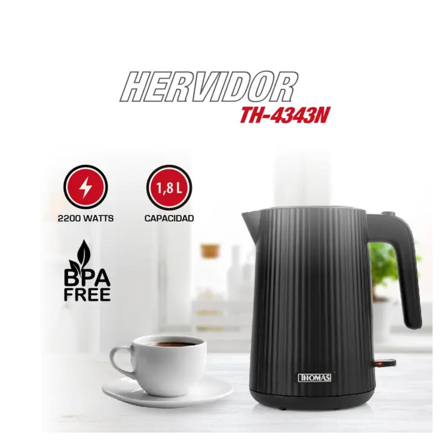 Hervidor Electrico 1700ml 220w Blanco Th-4340 Thomas image number 1.0