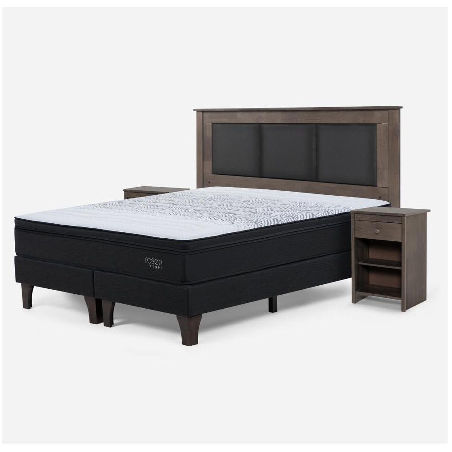 Cama Europea Rosen Tempo / 2 Plazas / Base Dividida + Set De Maderas image number 1.0