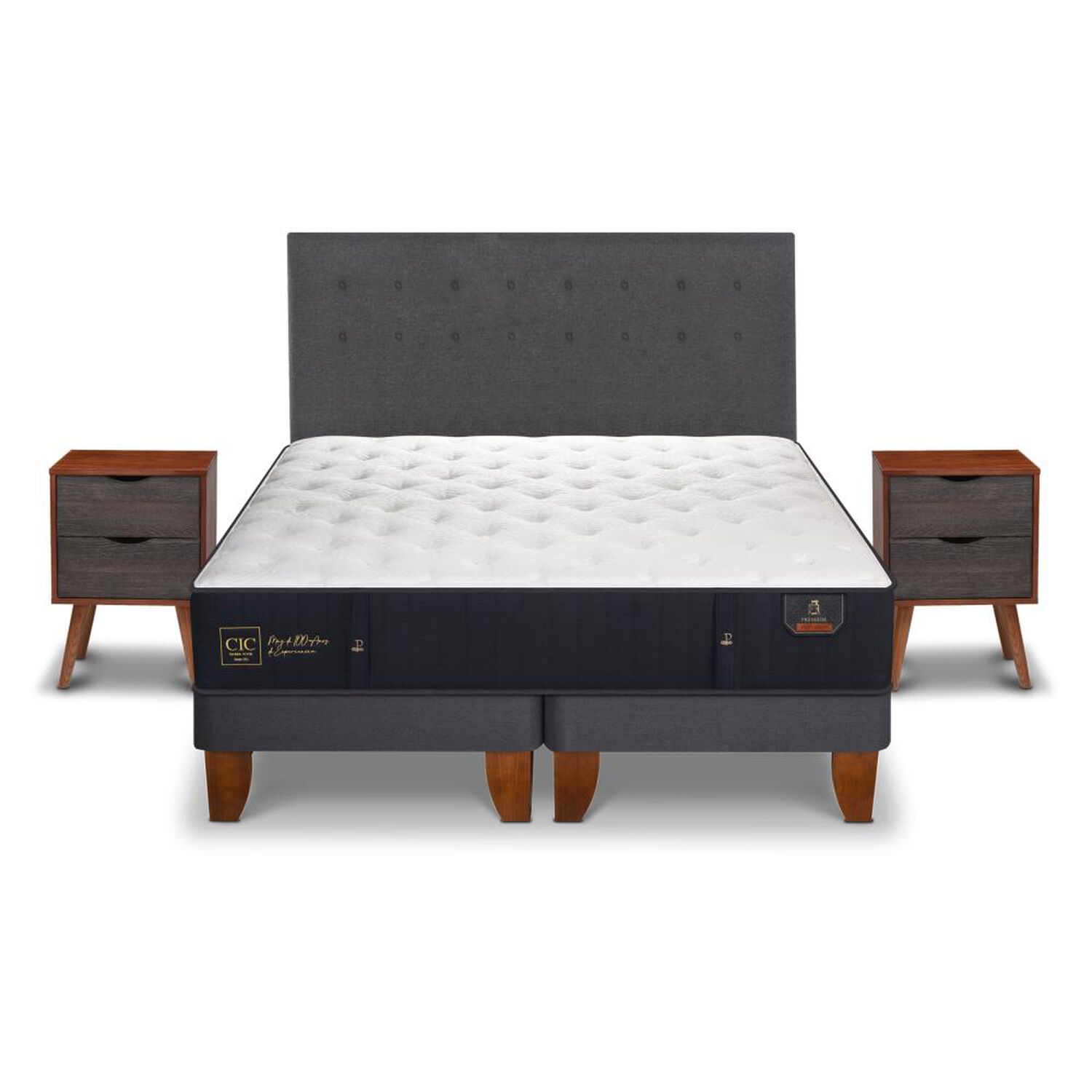 Cama Europea Cic Premium / King / Base Dividida + Set De Maderas image number 0.0