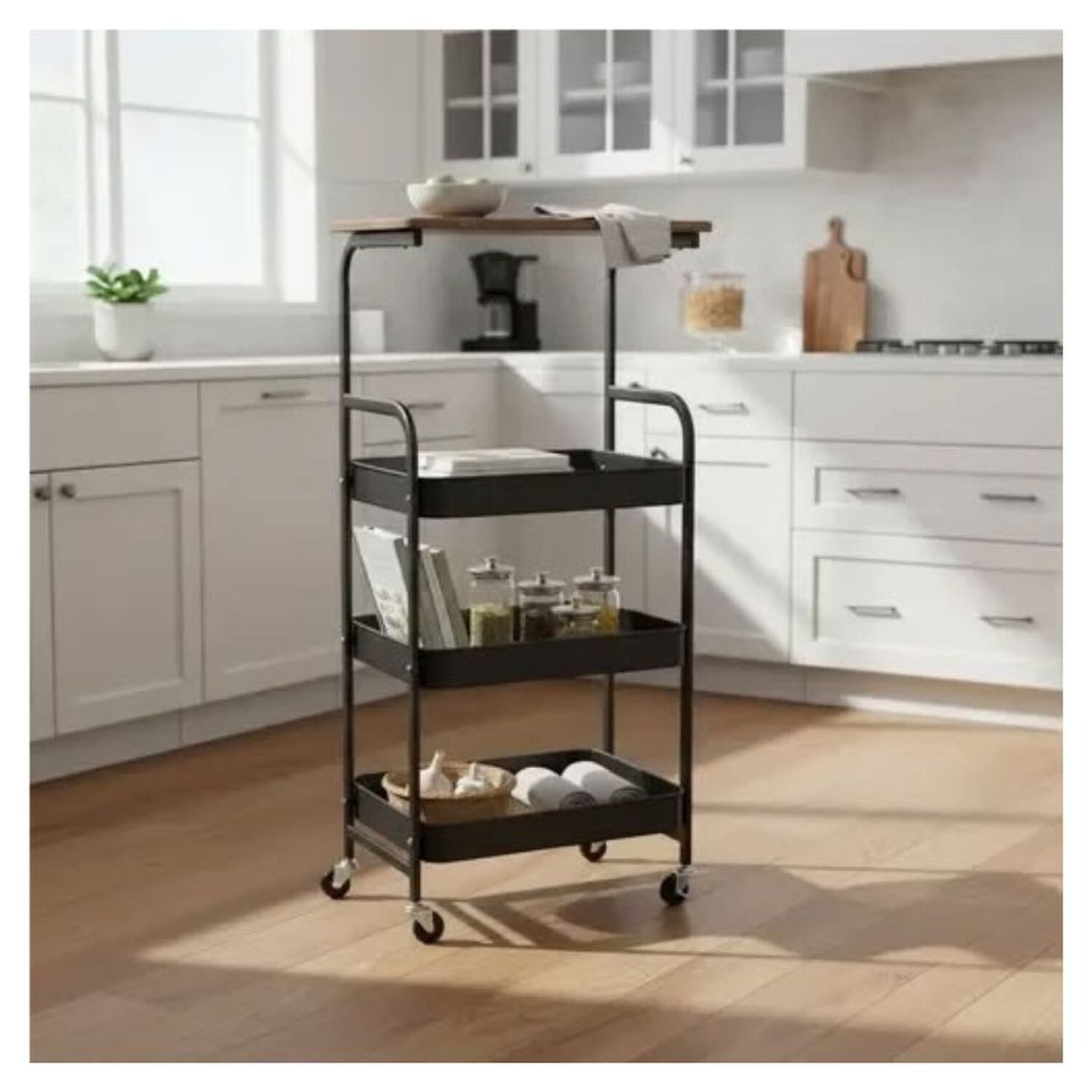 Carrito Organizador 3 Niveles Negro Con Ruedas Cocina Ba&ntilde;o image number 2.0