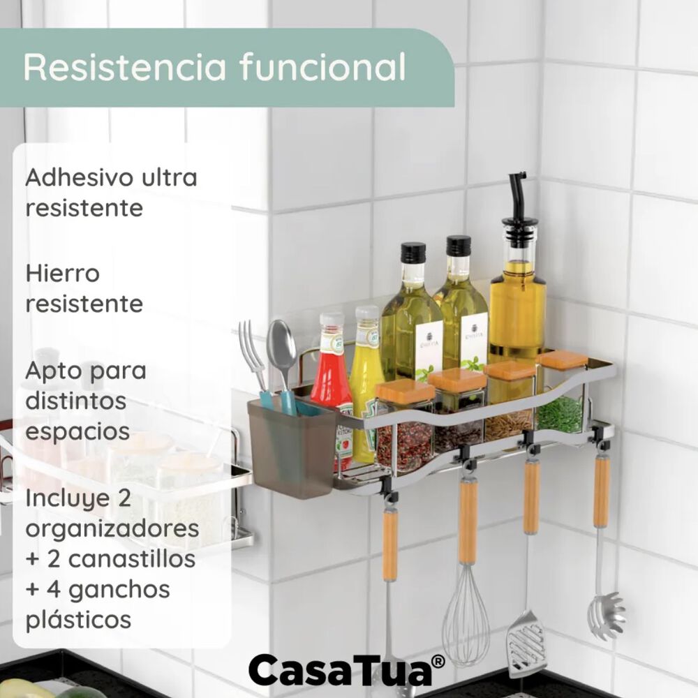 Organizador De Ducha Adhesivo Set 2 Inoxidable Blanco image number 2.0