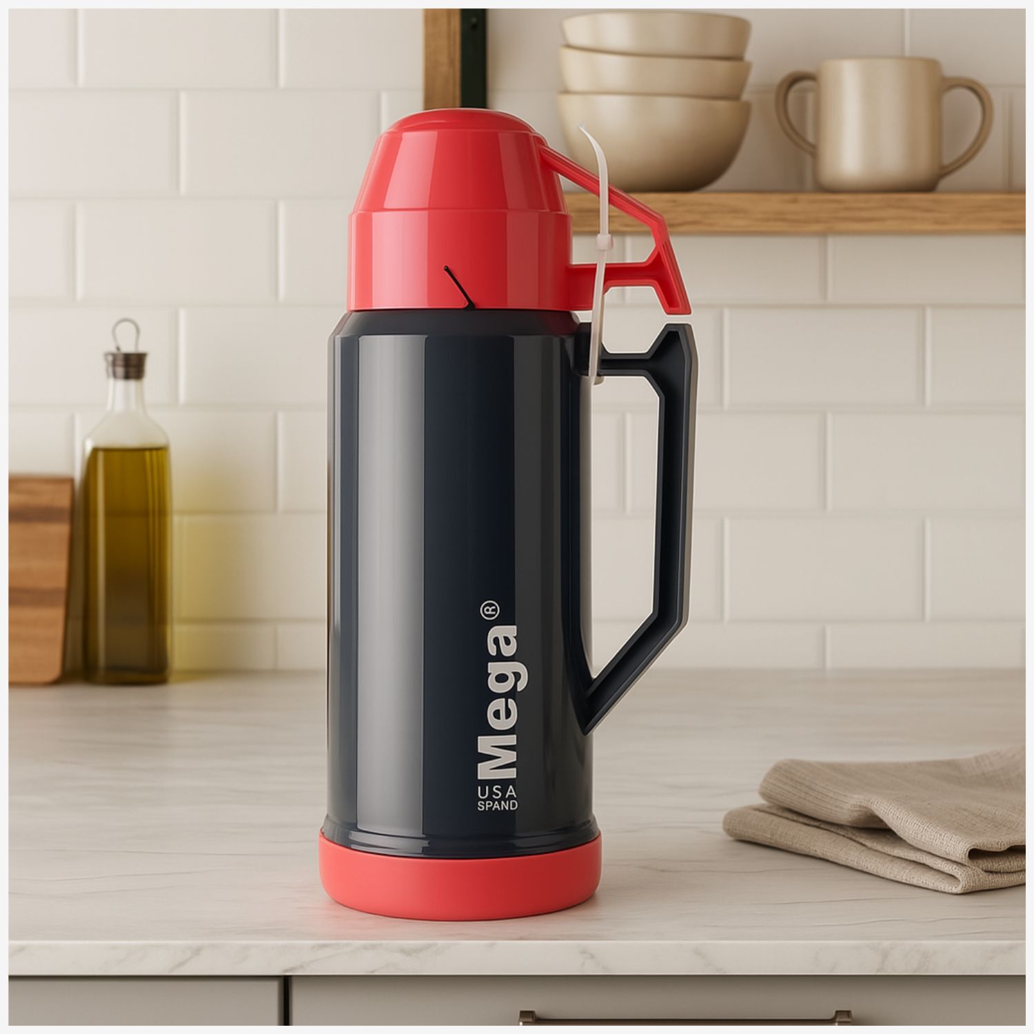 Termo Mega 1l New Megatemp Bebidas Calientes Frias Con Tazas Rosa image number 0.0