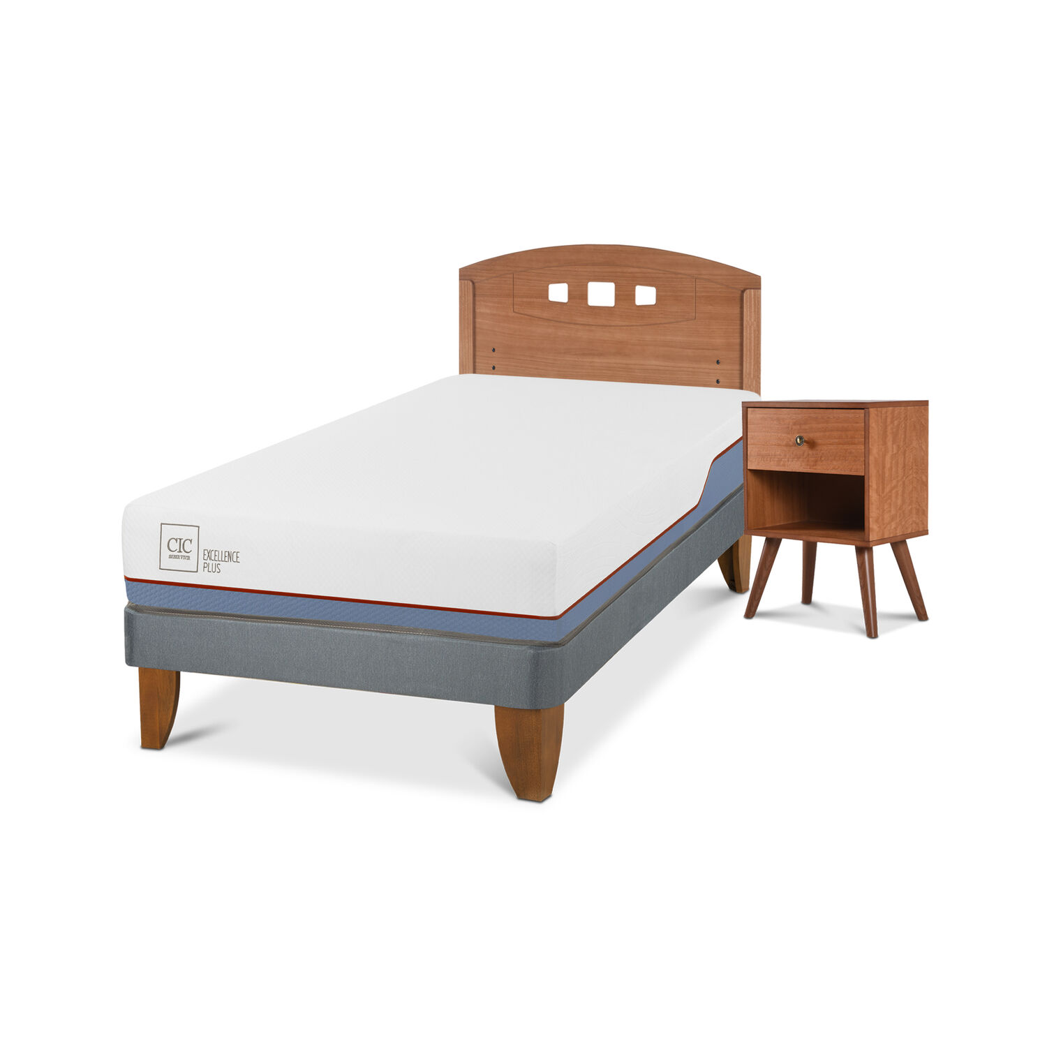 Cama Europea Cic Excellence Plus / 1.5 Plazas / Base Normal + Set De Maderas image number 1.0