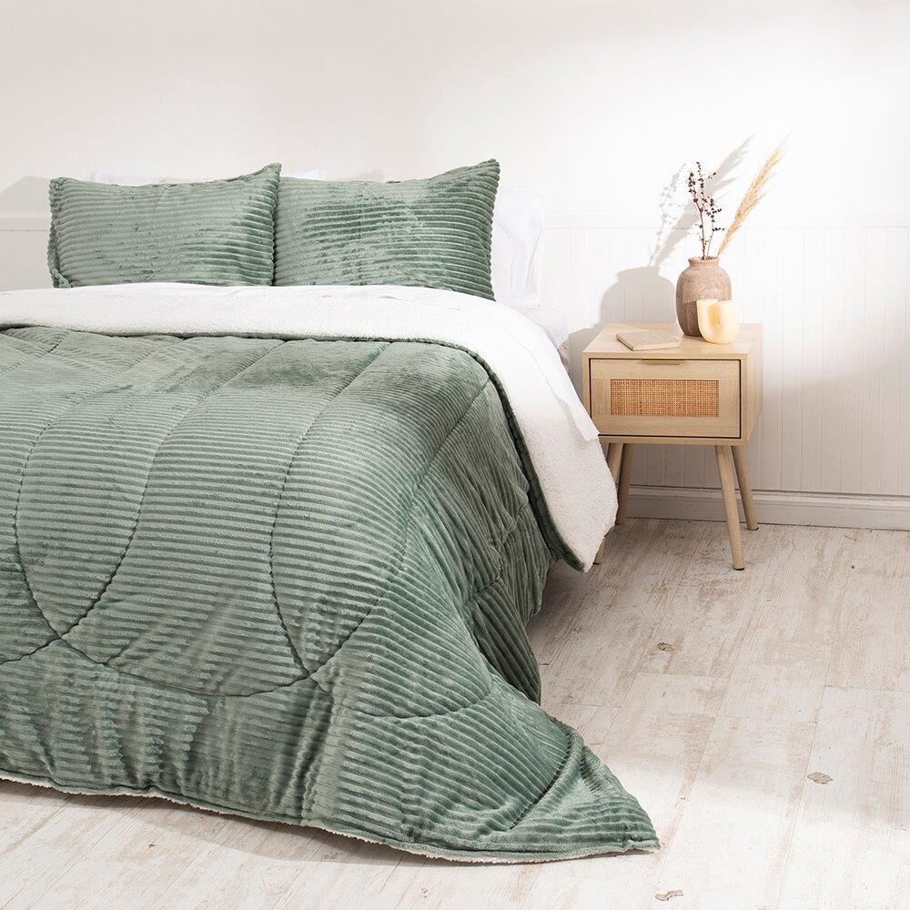 Plumon Corduroy Coral Sherpa 2 Plazas Verde image number 3.0