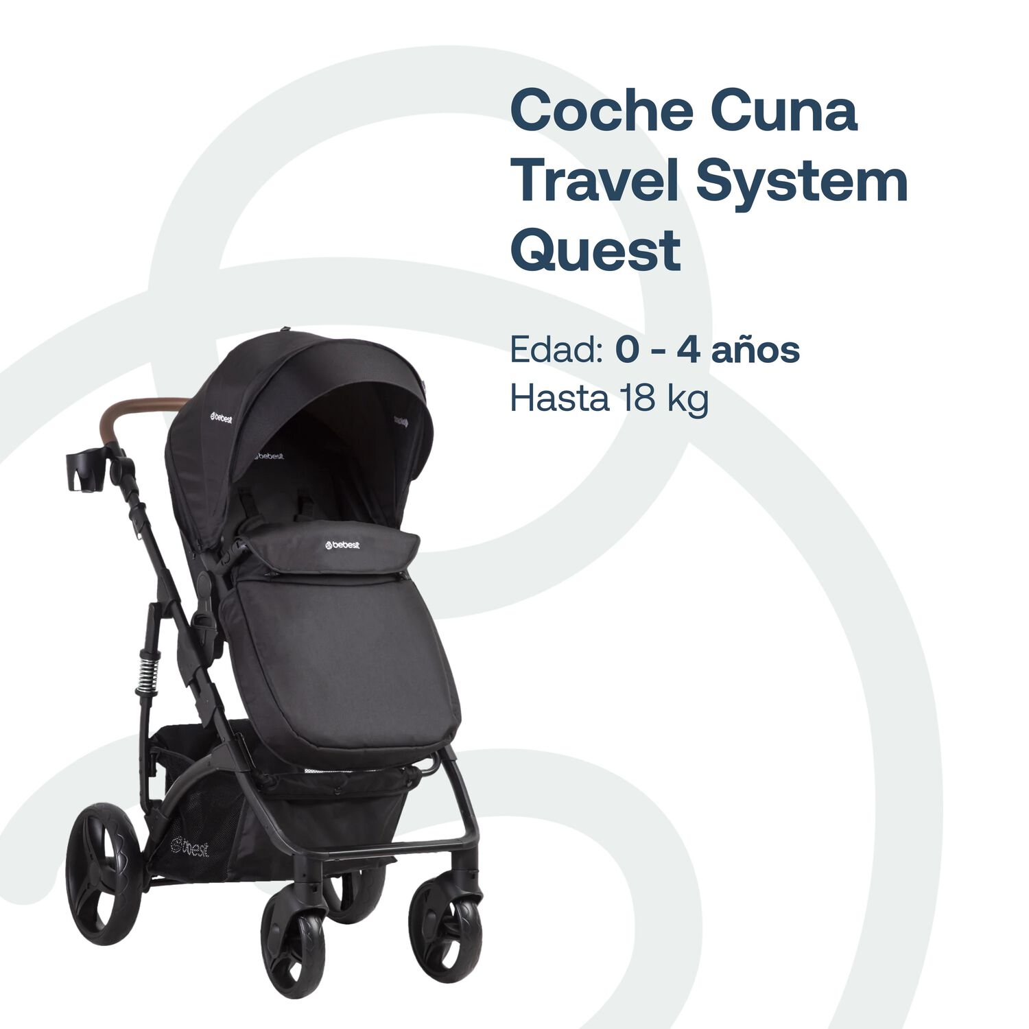 Coche Cuna Travel System Quest Lx Negro Bebesit image number 2.0
