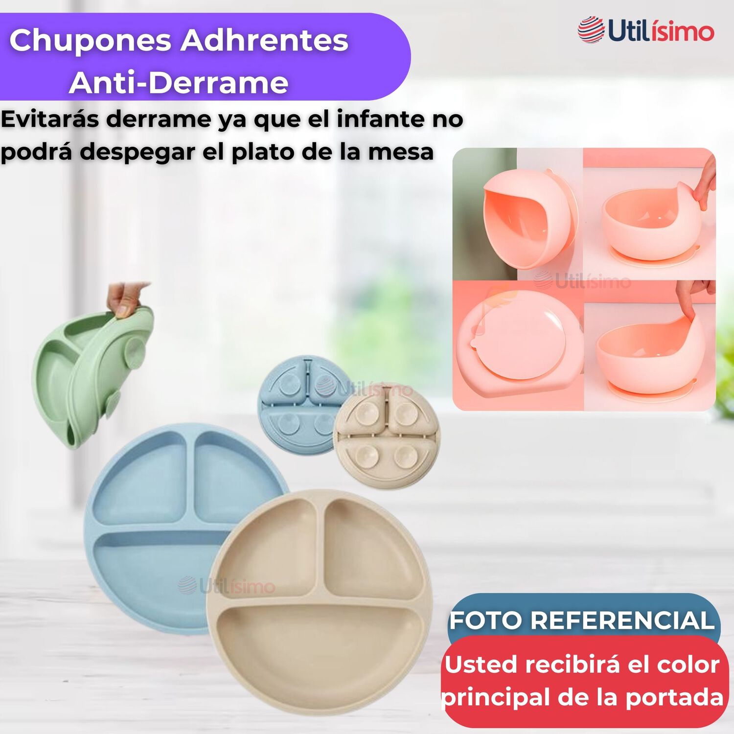 Set De Alimentaci&oacute;n Beb&eacute; Silicona De Formas 6 Piezas Libre Bpa Color Lila image number 8.0