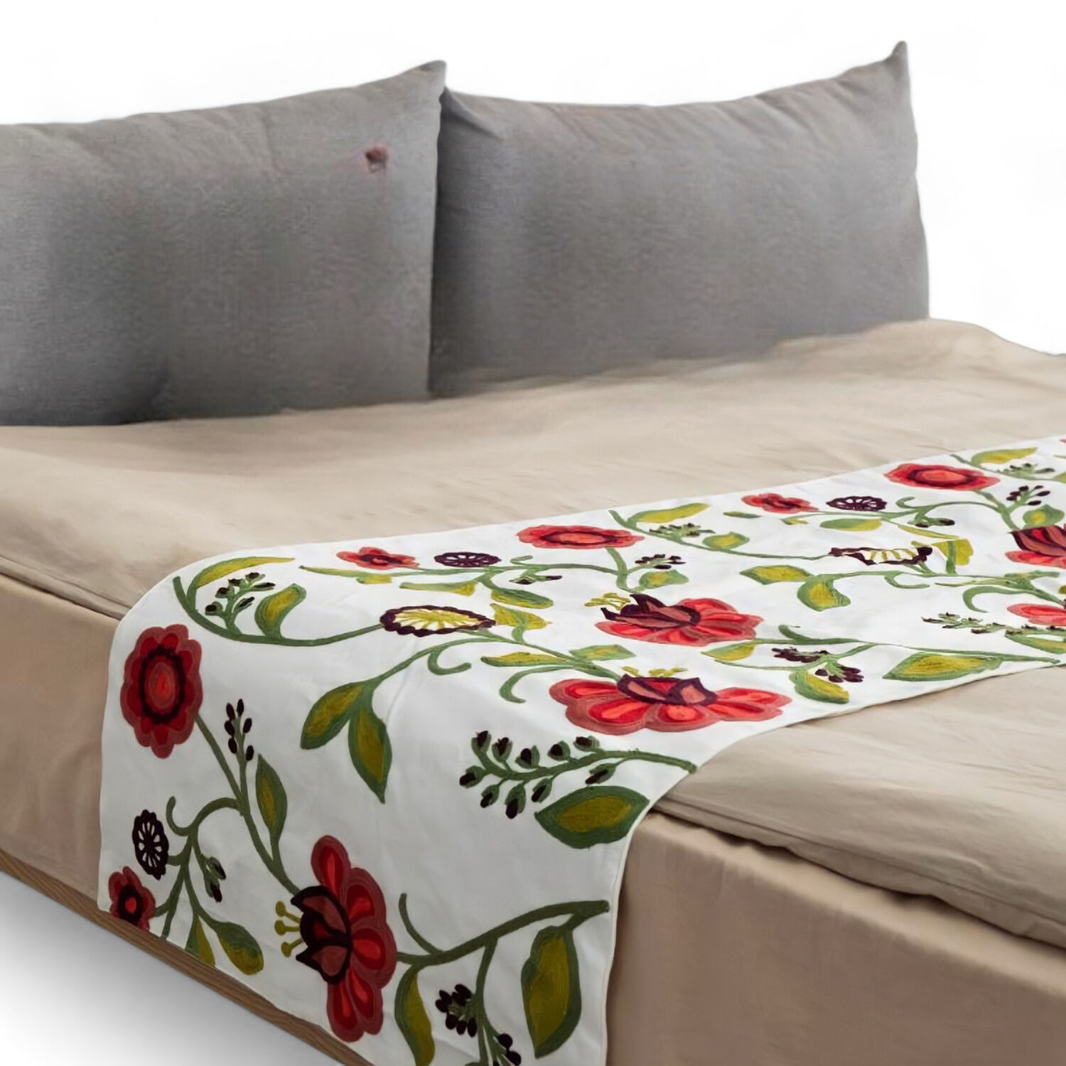  Piecera Pie De Cama Bordada 210cm X 70cm Para Cama De 2 Plazas O King - Pb3-6 image number 0.0