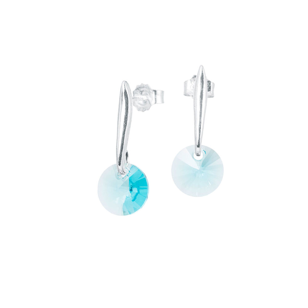 Aros Punto De Luz Plata Italiana 925 Y Cristales Genuinos Turqueza image number 0.0