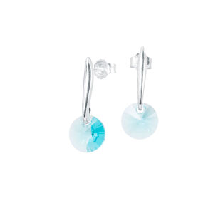 Aros Punto De Luz Plata Italiana 925 Y Cristales Genuinos Turqueza