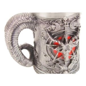 Taza 3d Resina Cabeza De Baphomet Pentagrama Cuerno