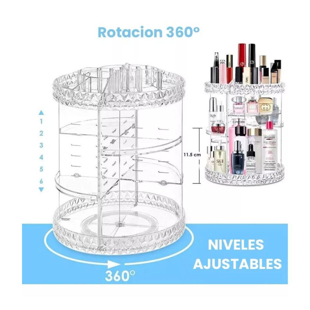 Organizador Acrilico Maquillaje Cosmeticos Giratorio 2 En 1 image number 5.0