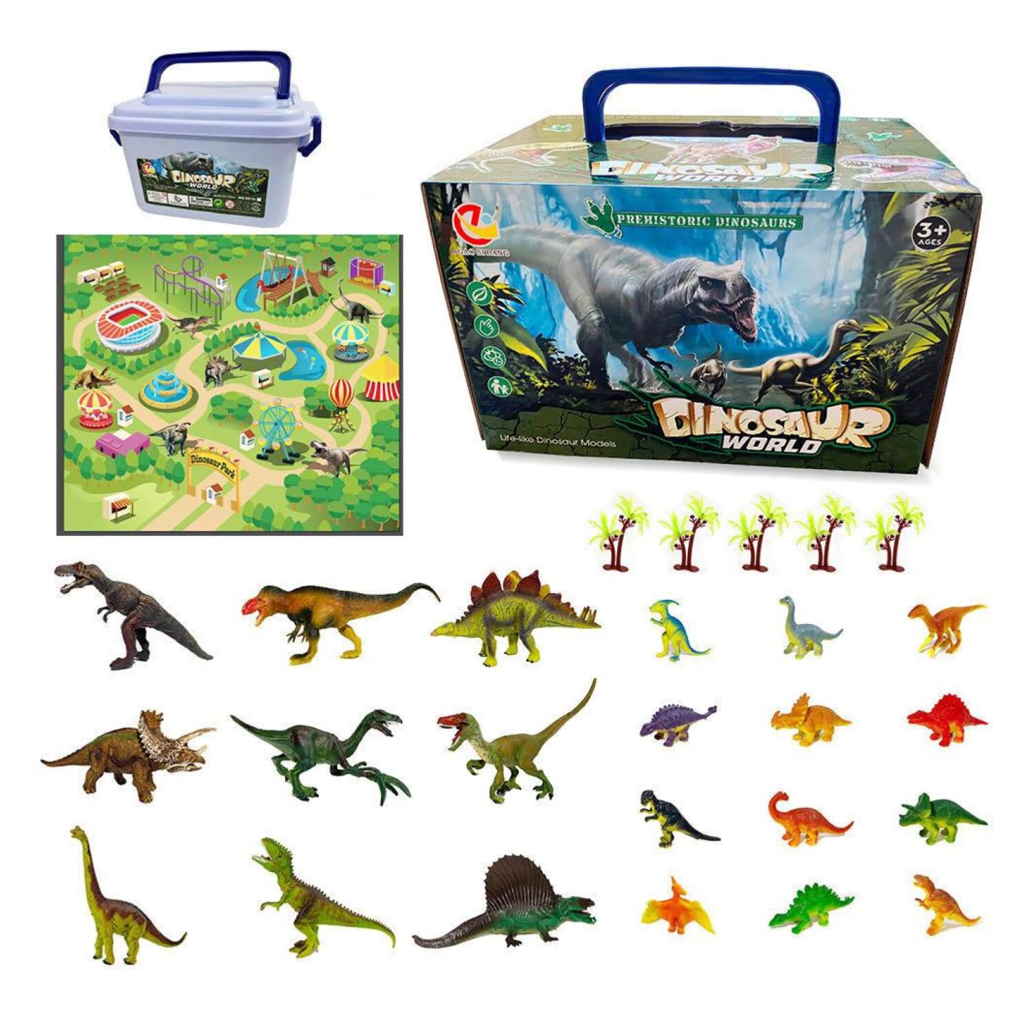 Juguete Set Dinosaurios 28pzas Con Mat 80x70cm Caja Infantil image number 4.0