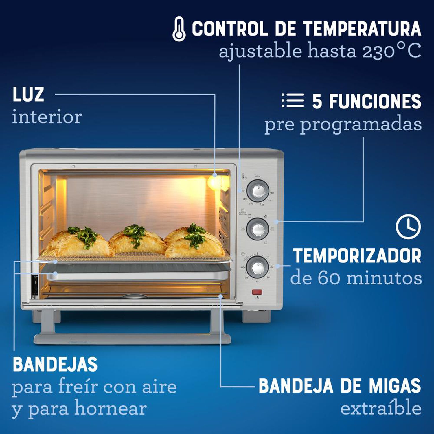 Horno El&eacute;ctrico con freidora de aire Oster TSSTTVLS35 / 35 Litros / 1500W image number 7.0