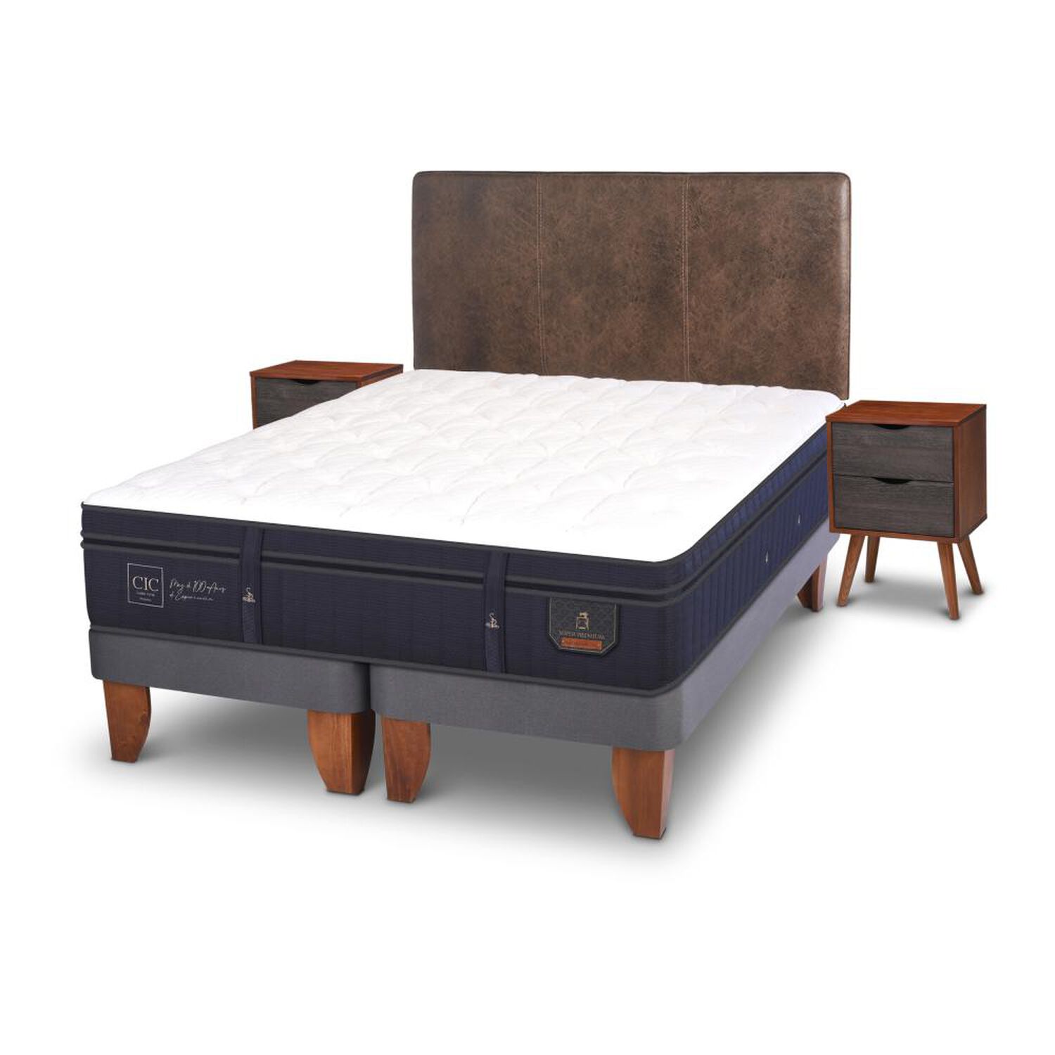 Cama Europea Cic Super Premium / 2 Plazas / Base Dividida + Set De Maderas image number 3.0