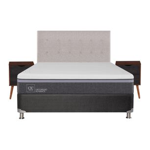 Box Spring Cic Ortopedic / 2 Plazas / Base Normal  + Set De Maderas