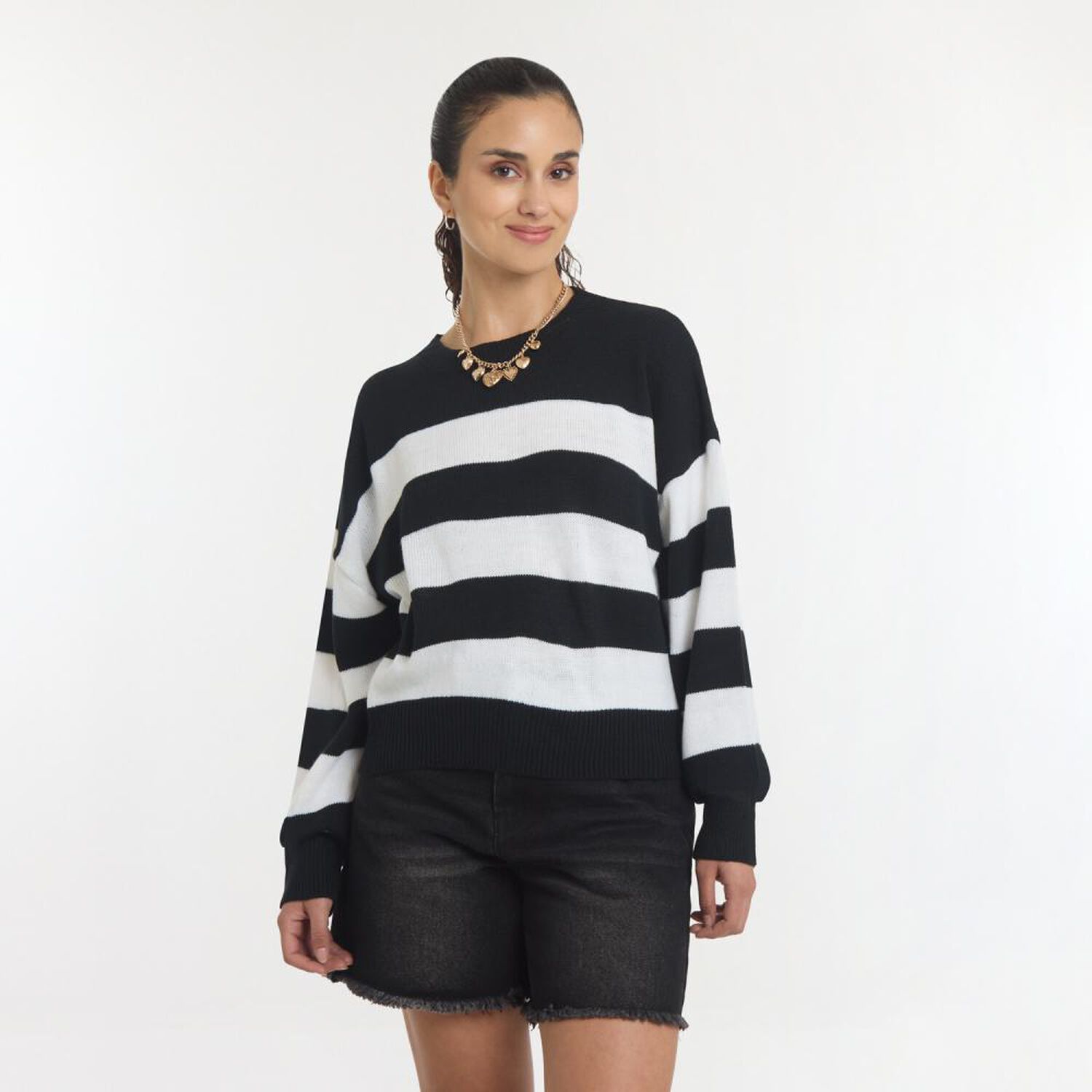 Sweater Rayas Marinero Manga Larga Cuello Reodndo Mujer Freedom image number 0.0