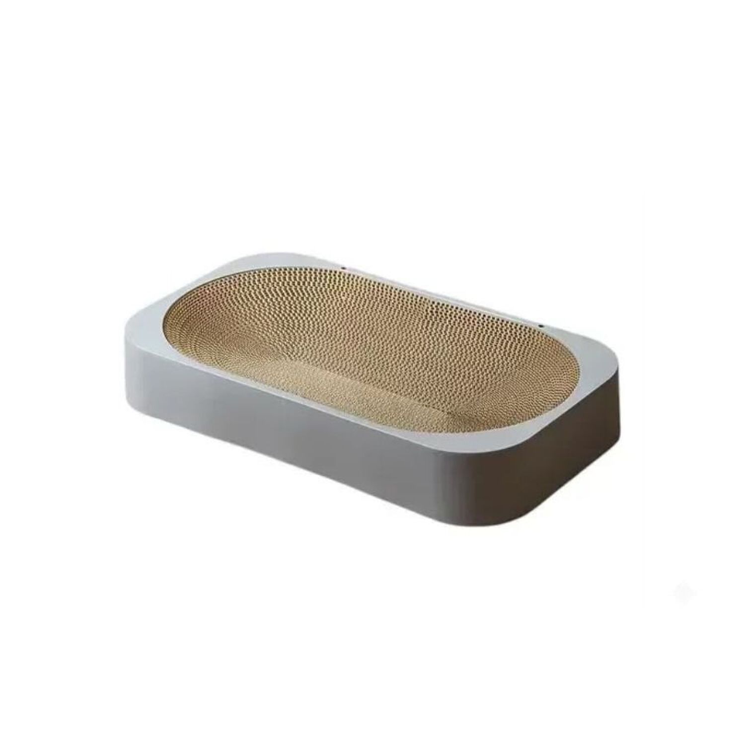 Rascador Para Gatos Con Base Ovalada Cart&oacute;n Corrugado Gris image number 0.0