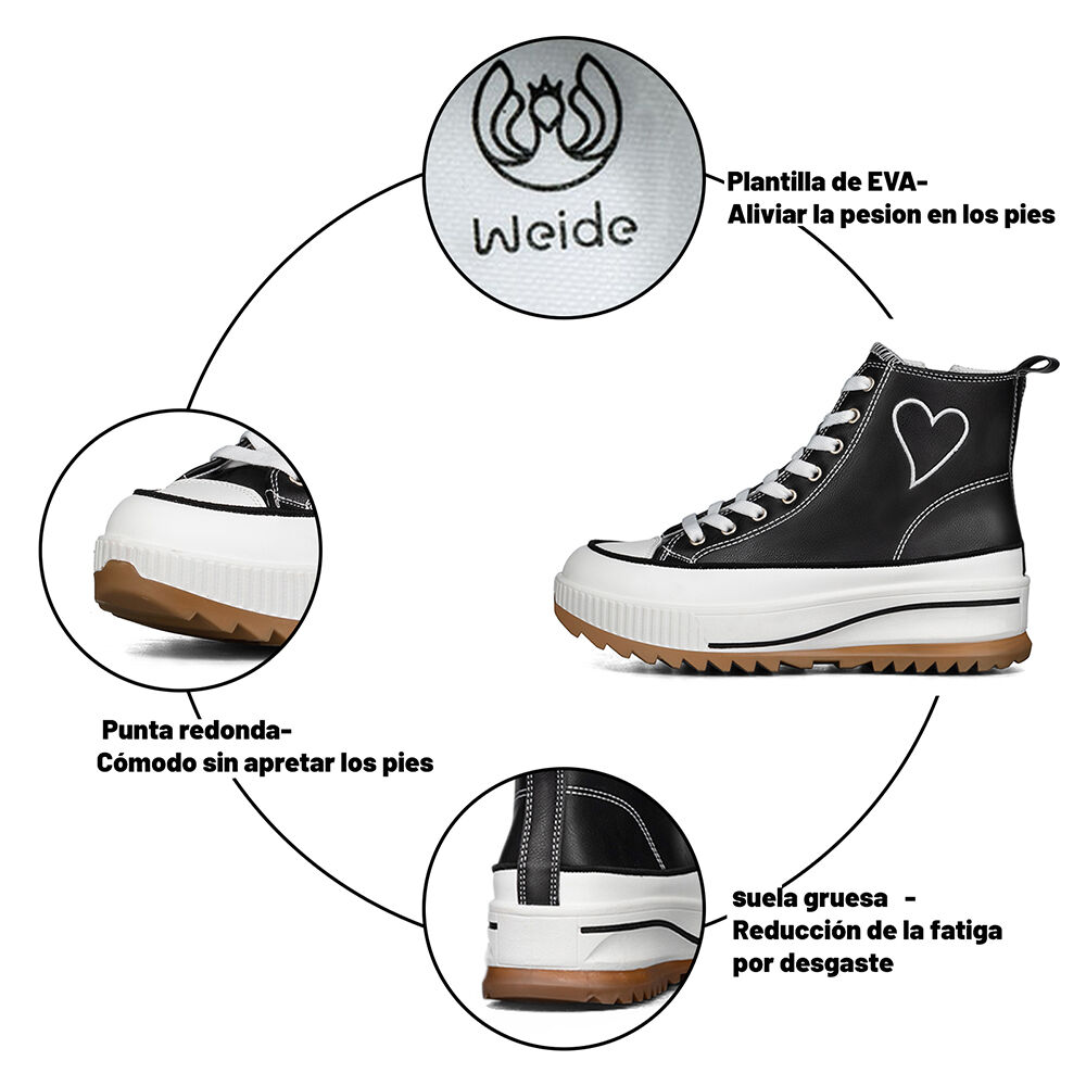 Zapatilla Casual Urbana Mujer Plataforma Clasico Weide Hx502 image number 8.0