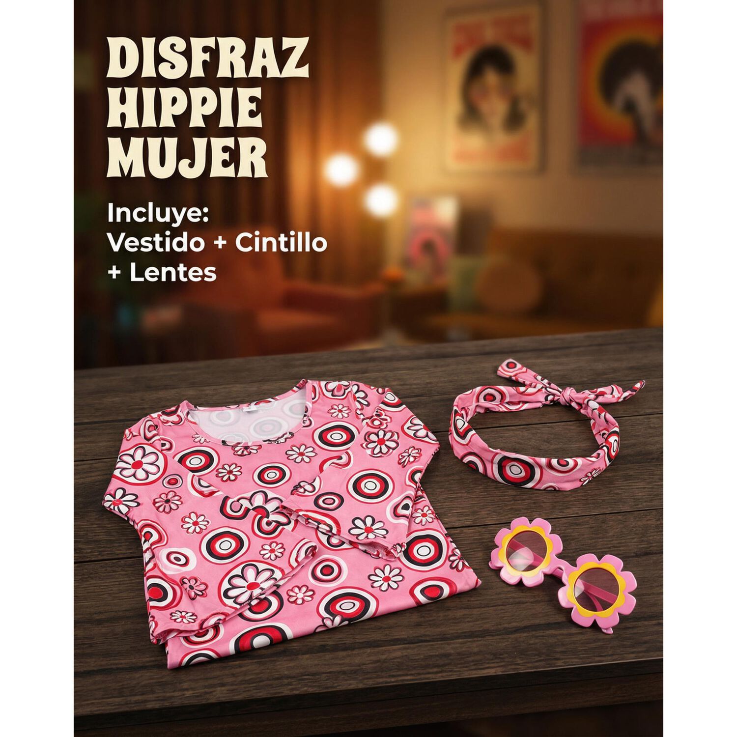Disfraz Mujer Disco Retro A&ntilde;os 80 Fiesta Halloween Adulto image number 13.0