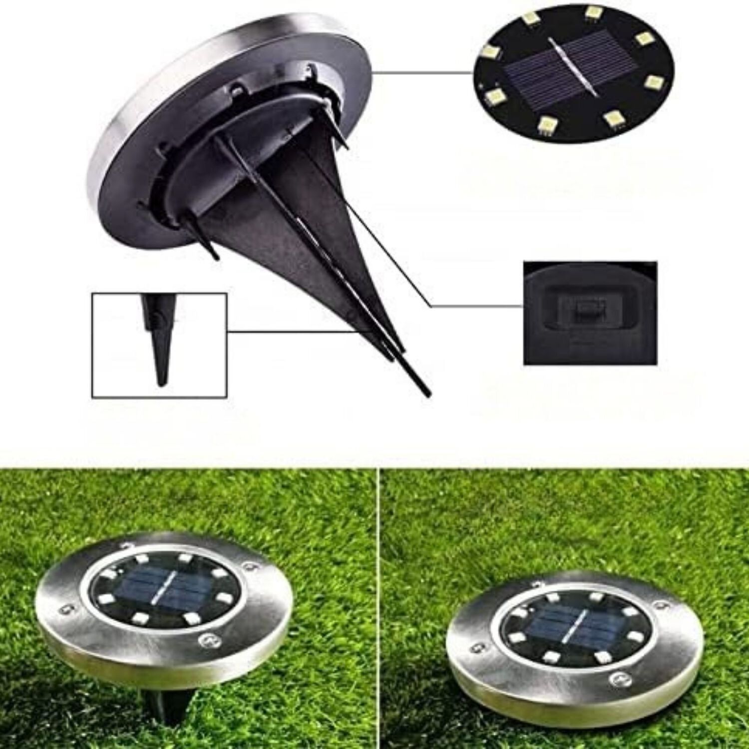 Set 6 Focos Led Carga Solar Para Jard&iacute;n Con Estaca image number 2.0