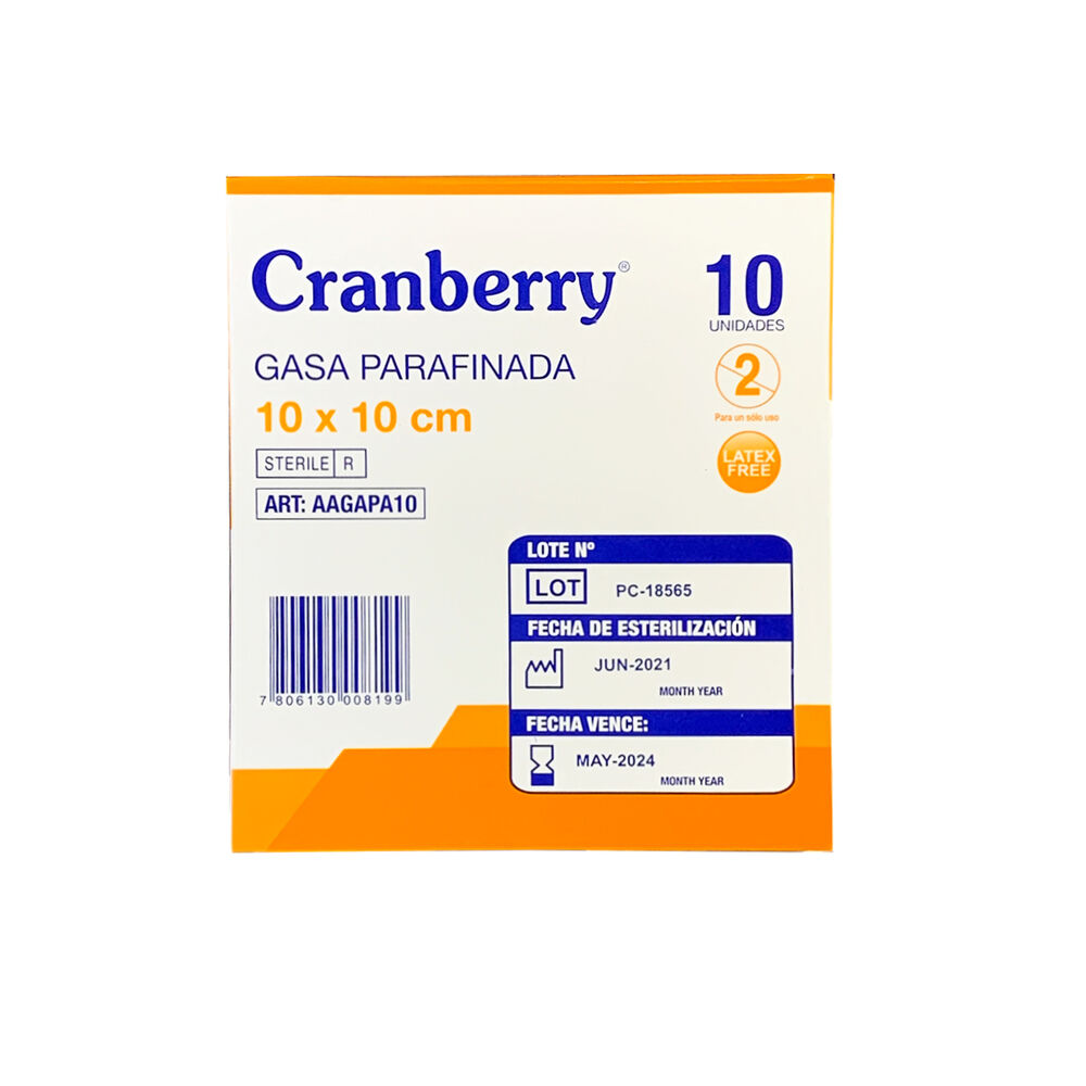 Gasa Parafinada Cranberry 10x10cm - Pack De 5 Und image number 1.0