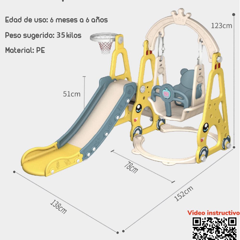 Resbalín Columpio 3 En 1 Lubabycas Amarillo image number 7.0