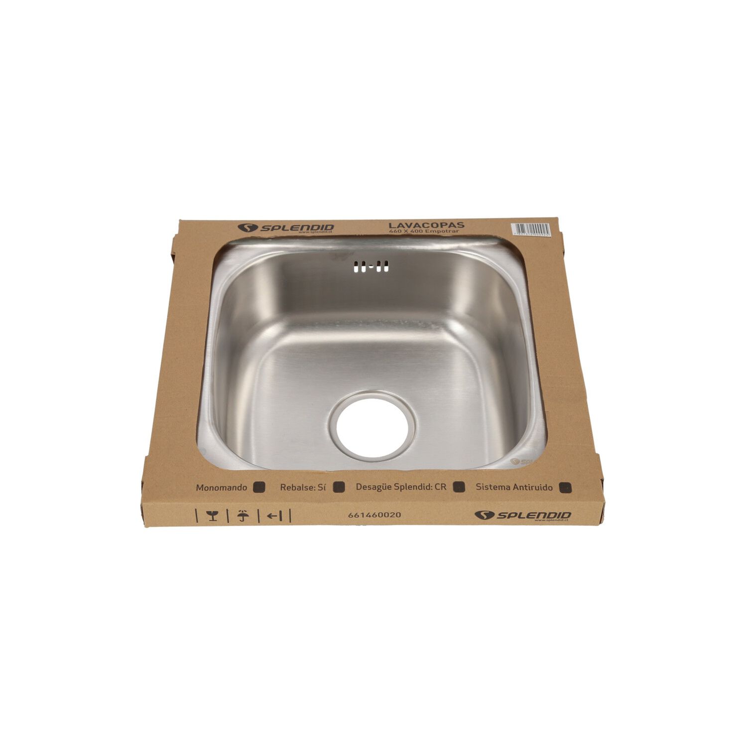 Lavaplatos Empotrado 460 X 400 1 Cubeta Splendid Acero Inox image number 11.0