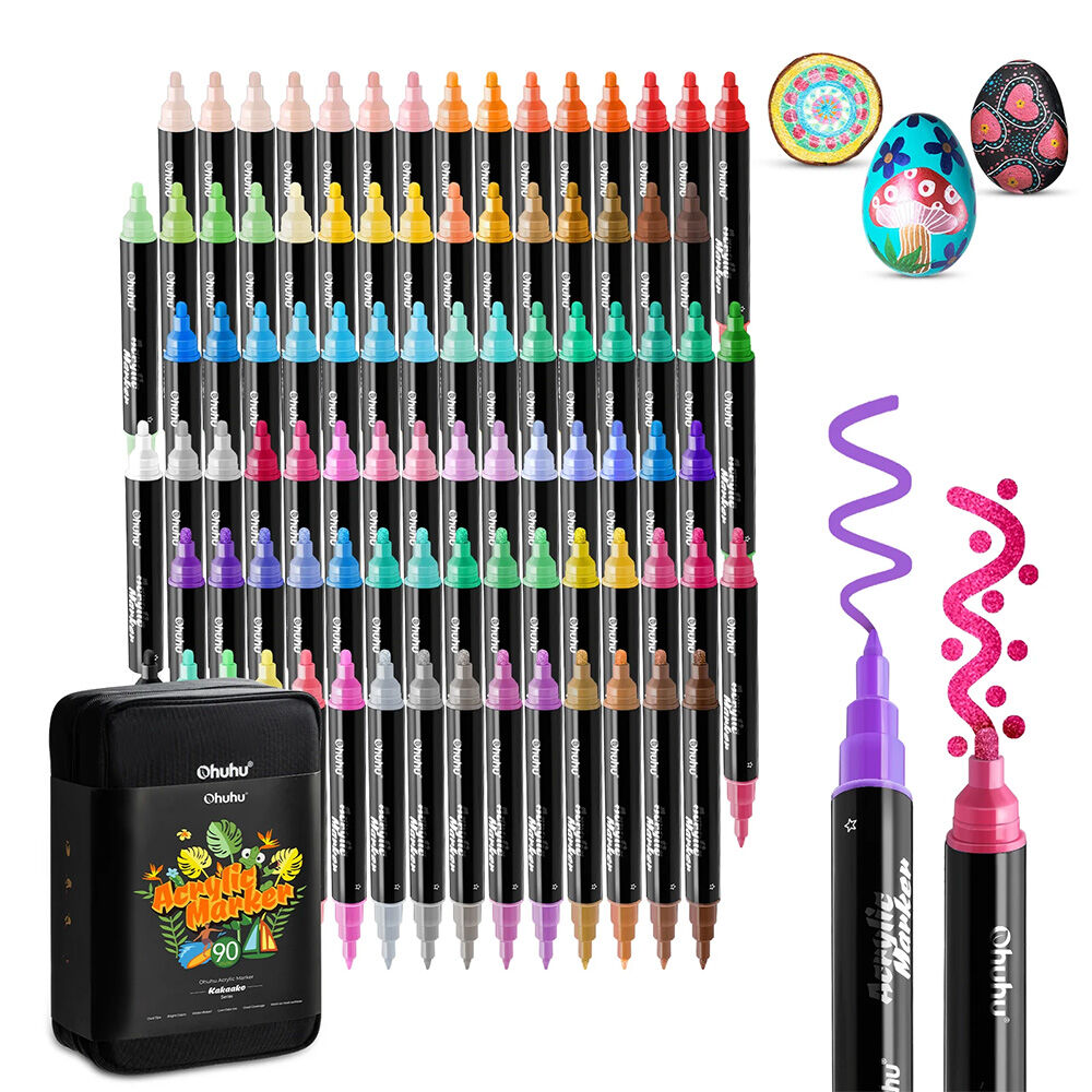 Ohuhu 90 Marcadores Acrílicos Punta Fina Y Redonda image number 1.0