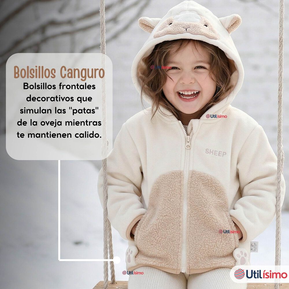 Poler&oacute;n Polar Con Capucha Invierno Beb&eacute; Ni&ntilde;a Fluffy Sheep image number 8.0