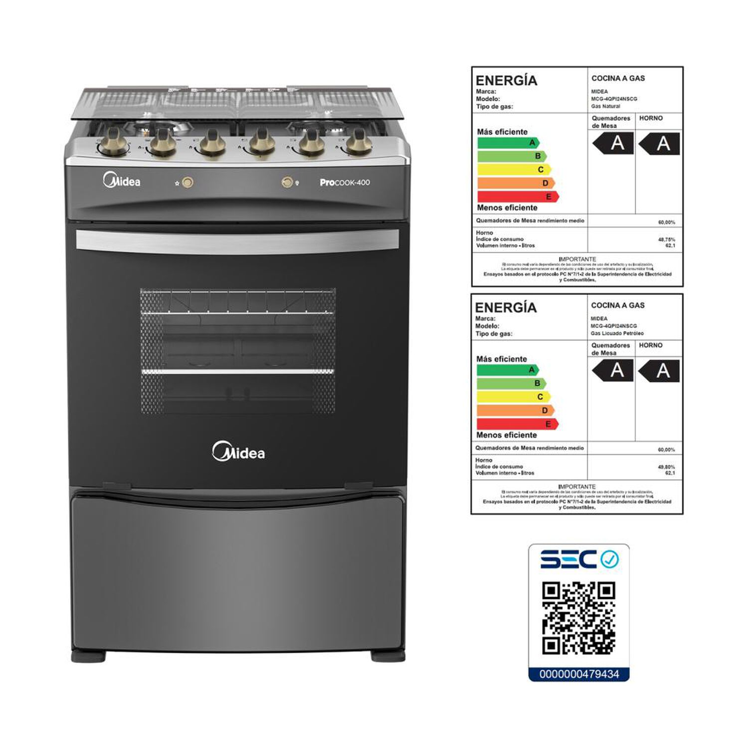Cocina A Gas Midea MCG-4QPI24NSCG / 4 Quemadores image number 9.0