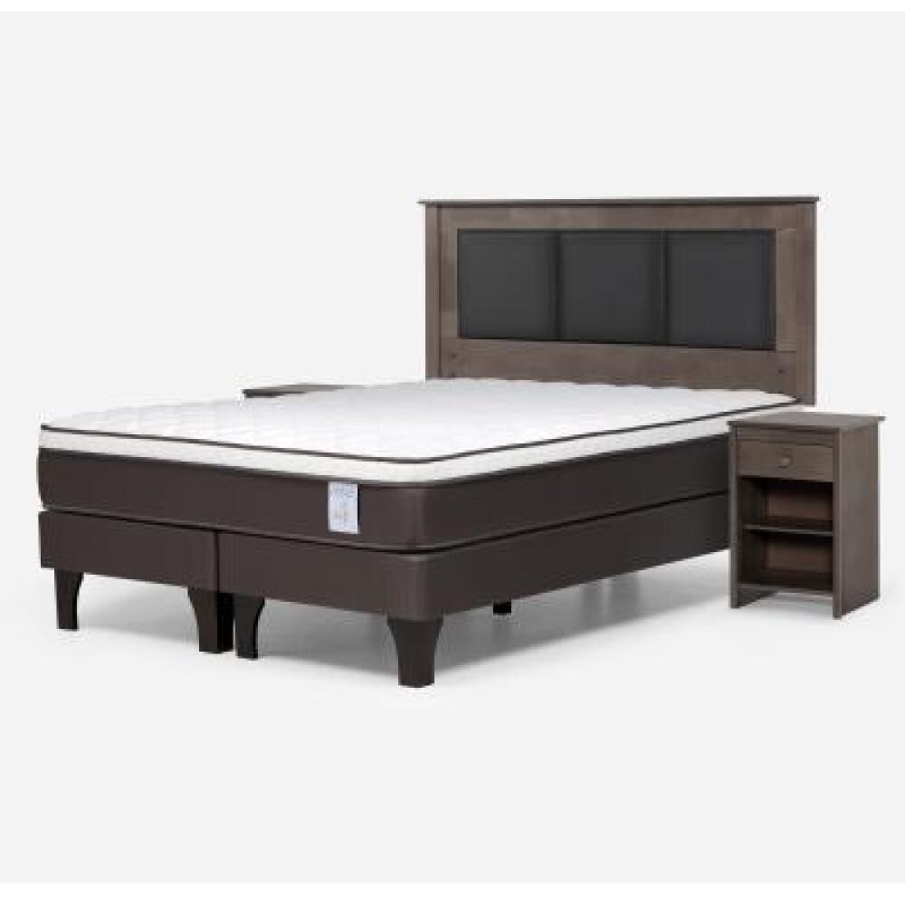 Cama Europea Rosen New Style 4 Plus / King / Base Dividida  + Set Maderas Rachel Gris image number 9.0