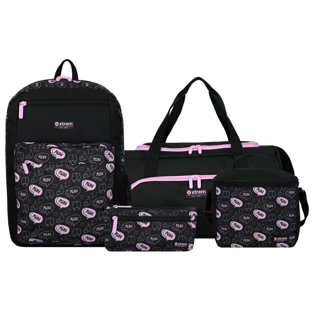 Megapack 6xt Mochila Ni&ntilde;a Xtrem Gatos Negro/morado image number 0.0