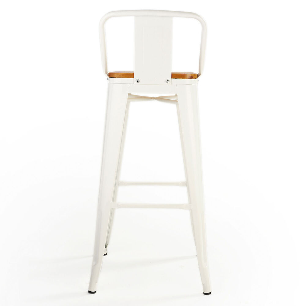 Pack 4 Pisos De Bar Tolix Asiento De Madera Blanco image number 2.0