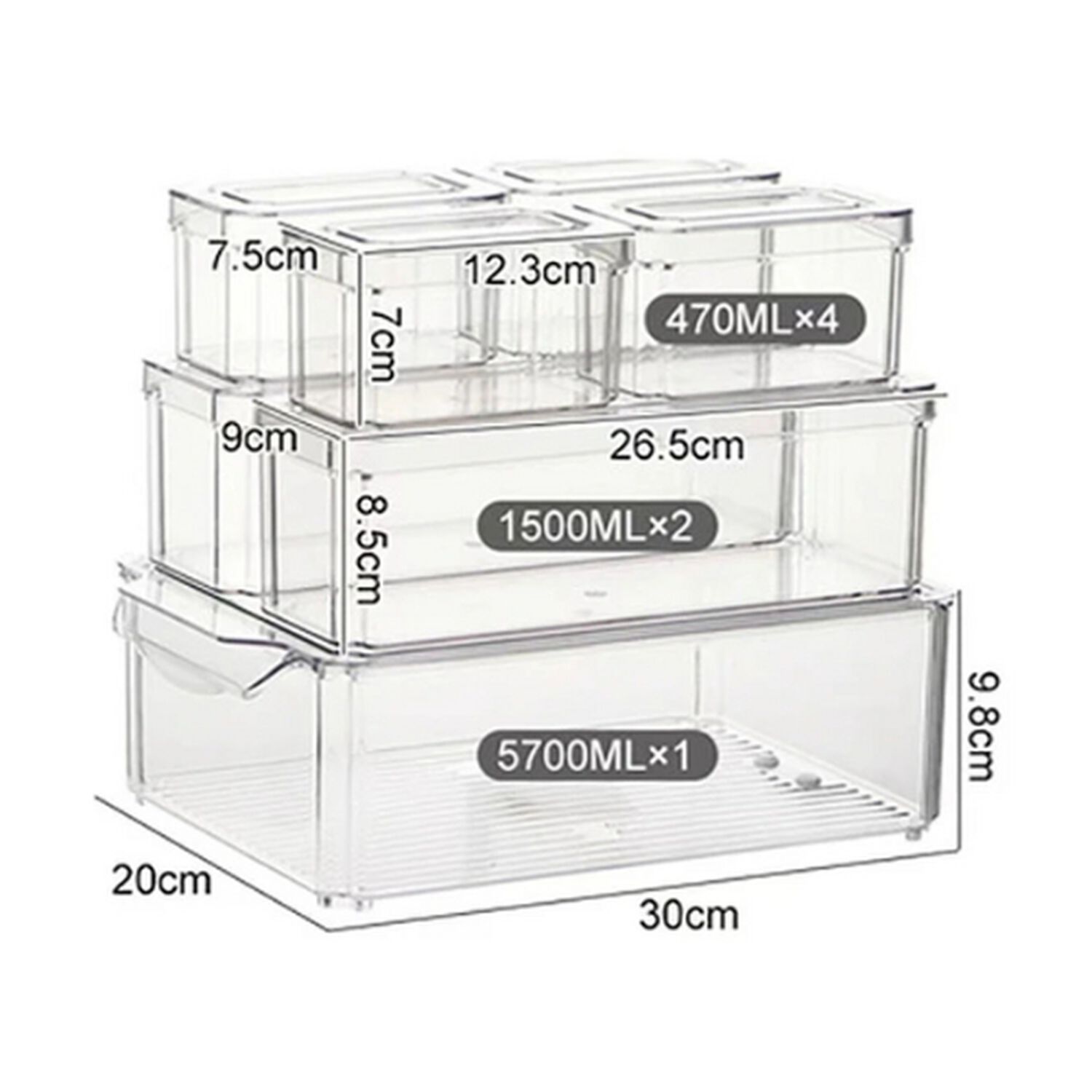 Set 7 Contenedores Refrigerador Cocina Despensa Con Tapa image number 1.0