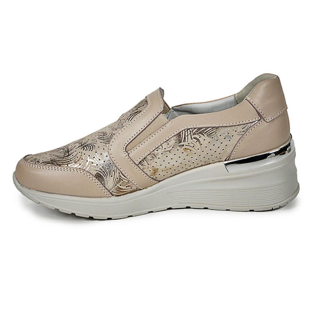 Zapatilla Cuero Ibbie Beige image number 4.0
