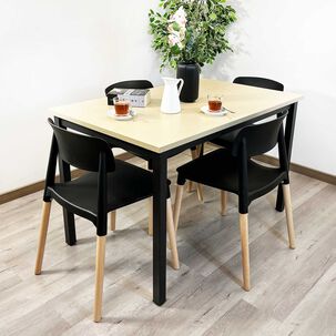 Juego De Comedor New York + 4 Sillas Lisboa Negras