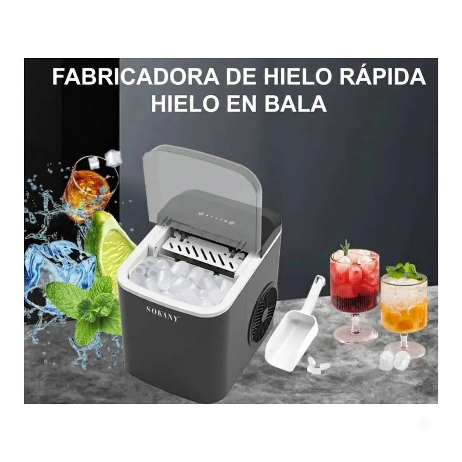 M&aacute;quina De Hacer Hielo Sokany Sk-03038 Port&aacute;til El&eacute;ctrica image number 4.0