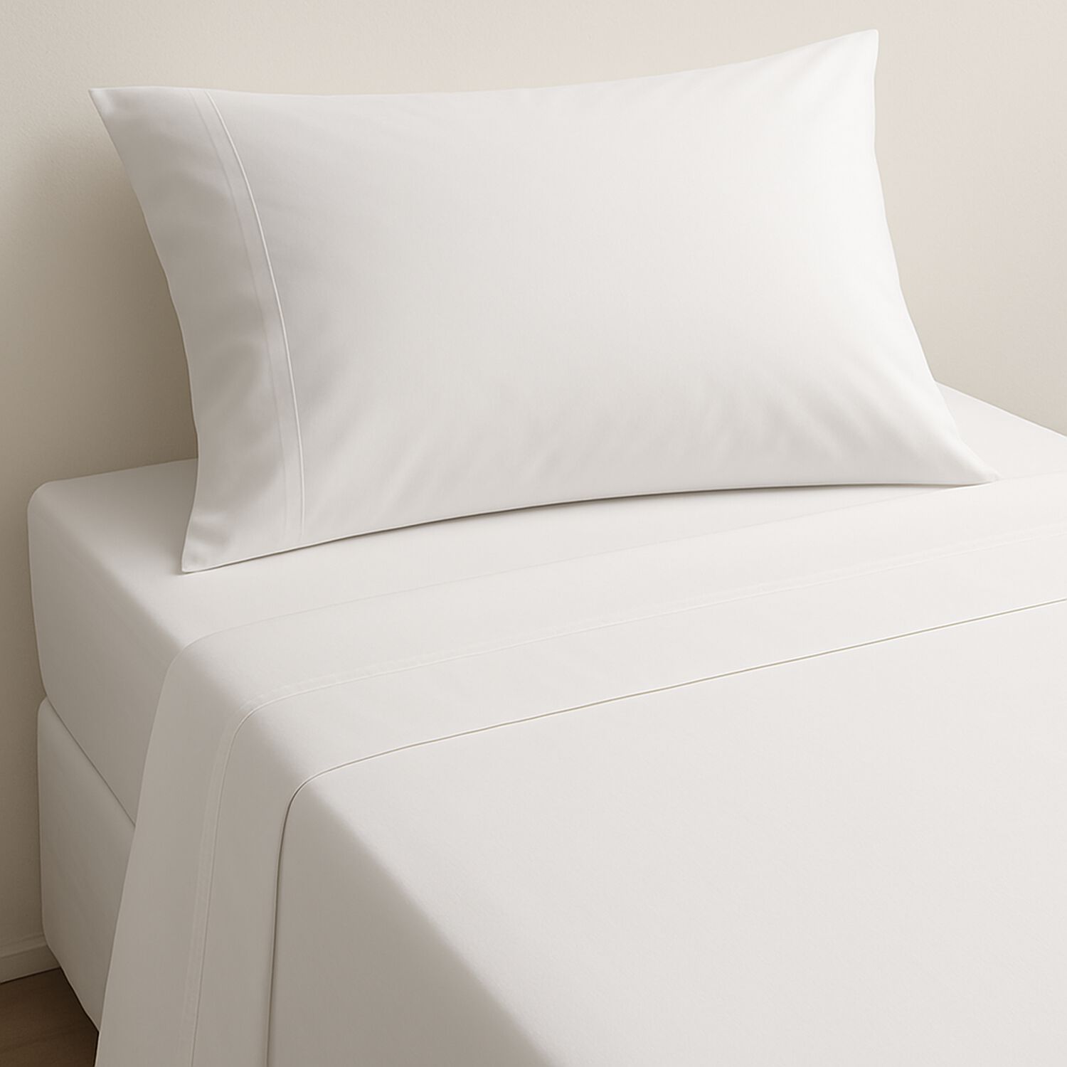 S&aacute;banas 1 Plaza Algod&oacute;n Giza Percale Egipcio 300 Hilos Liso Blanco image number 1.0