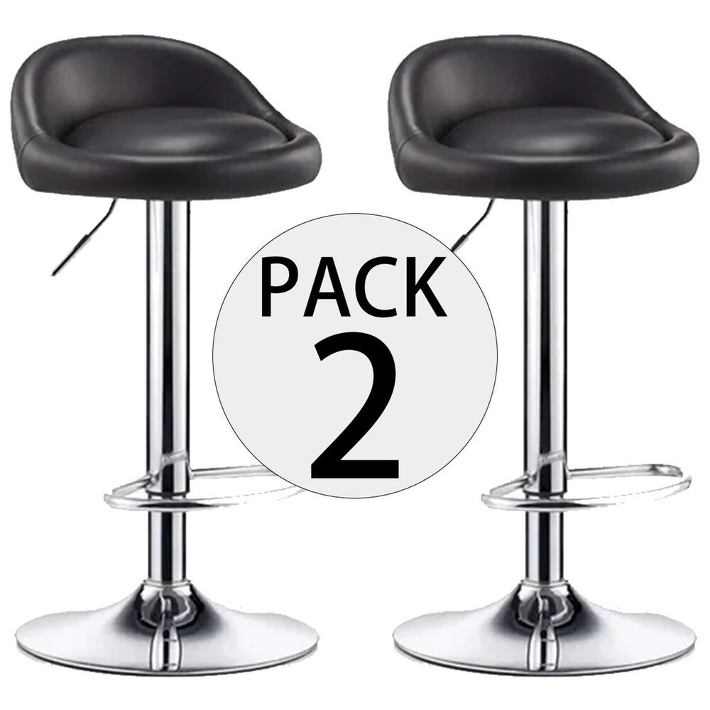 Pack 2 Silla Bar Altura Regulable Taburete Respaldo Negro image number 1.0