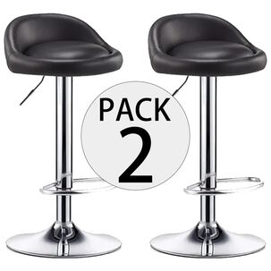 Pack 2 Silla Bar Altura Regulable Taburete Respaldo Negro
