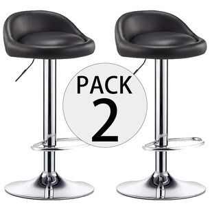 Pack 2 Silla Bar Altura Regulable Taburete Respaldo Negro