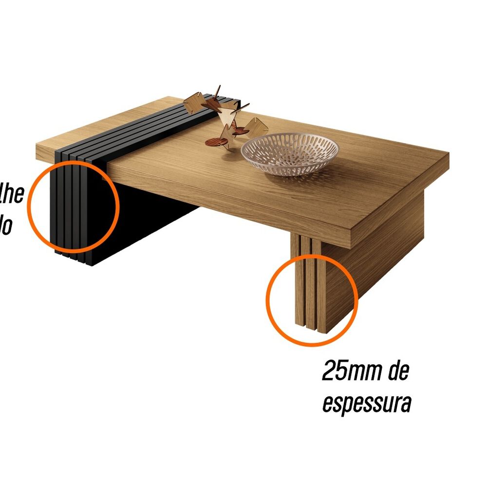 Mesa De Centro Praga Freijo-pretto 107x60x33 Cm image number 5.0