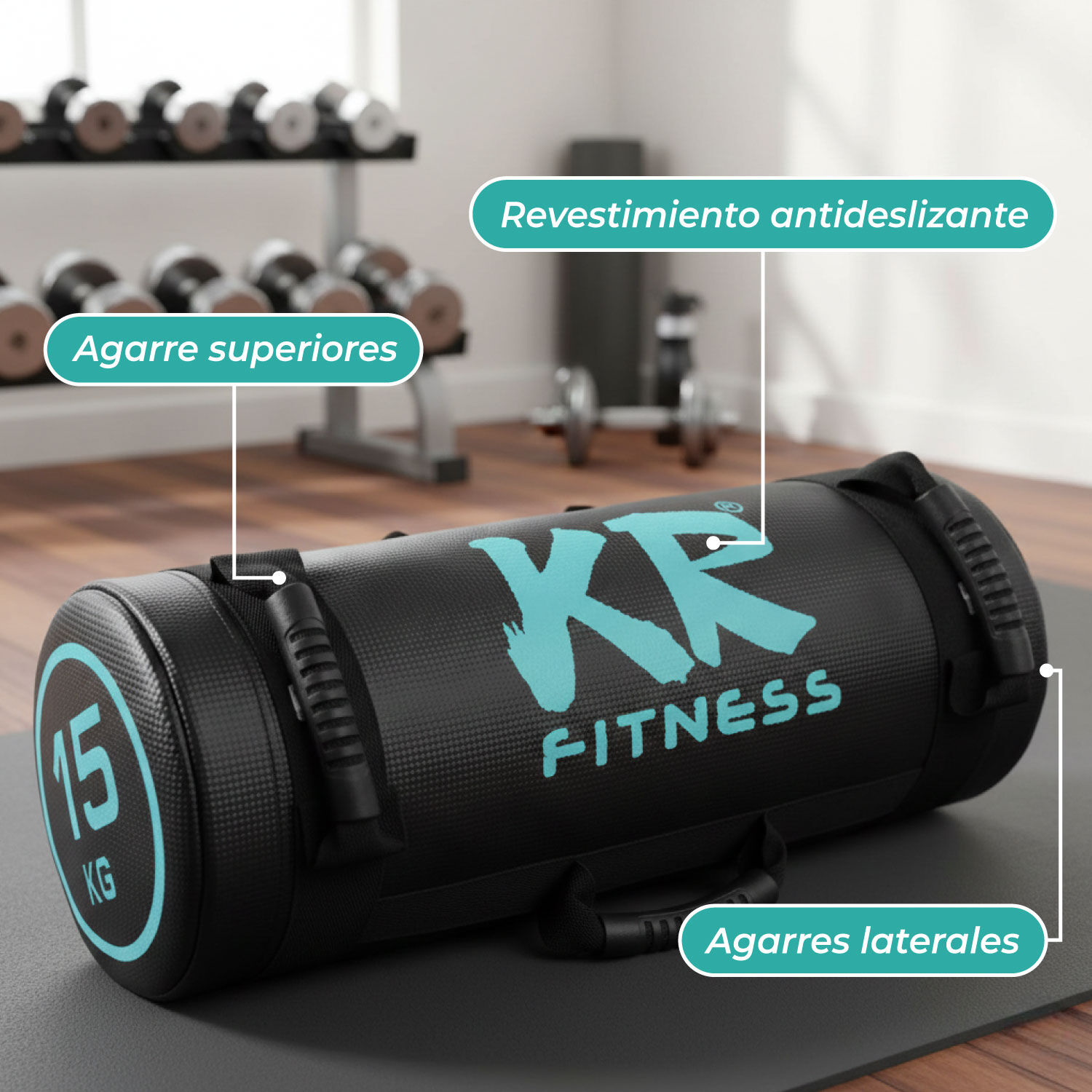 Saco Con Peso 15kg Bulgaro Entrenamiento Crossfit Box Otros image number 5.0
